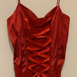 Red Satin Evening Dress